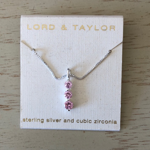 Lord & Taylor cubic zirconia necklace Silver 18” - Picture 2 of 3